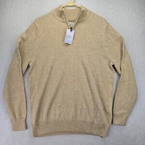Croft & Barrow 1/4 Zip Sweater Mens M The Extra Soft Sweater NWT Tan Beige